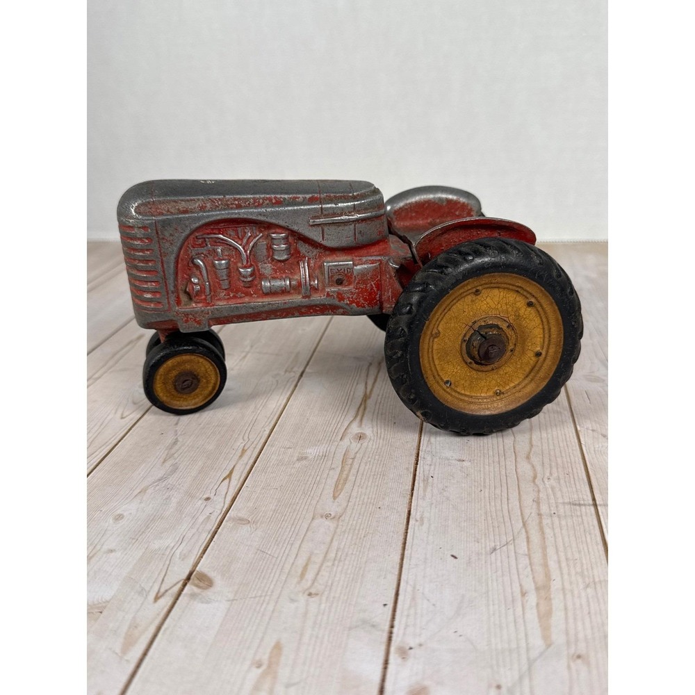Vintage EIDE Massey Harris Cast Iron Tractor Hard Rubber Wheels Toy